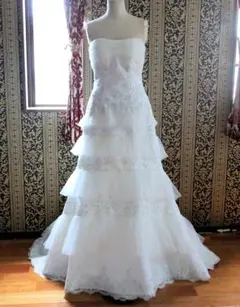 大人っぽく上品なスレンダーライン高級ウエディングドレス9号11号M～Lサイズ