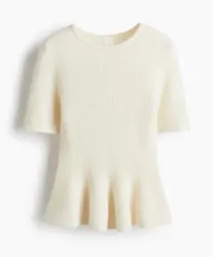 【完売品】H&M エイチアンドエム　ペプラム　ニット　ホワイト　XS