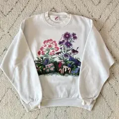 90s JERZEES ジャージーズ サンフラワー ひまわり 刺繍 スウェット 