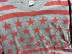 TOMMY 星条旗柄 Tシャツ M グレー×レッド 総柄 半袖のサムネイル