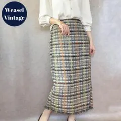 ミックスニットロングスカート ナロースカート 古着 ツイード