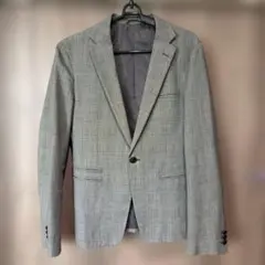 グレー チェック柄 ビジネスジャケット L