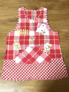 【ハローキティ】 エプロン M-L 赤チェック柄 サンリオ