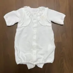 【セット】ホワイト ベビードレス 短袖 レース 【スタイ付き】