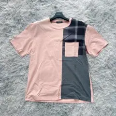 ブラックレーベルクレストブリッジ チェック柄 切替 Tシャツ ピンク Mサイズのサムネイル