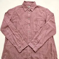 h883H ユニクロ フランネルシャツ 長袖　コットン100％ ワインレッド M