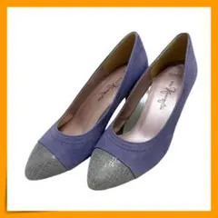 【美品】　銀座かねまつ　(22) 　パンプス　アーモンドトゥ　スエード