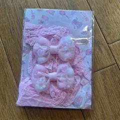 【新品】ピンクリボンヘアアクセサリー2個セット