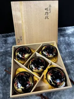 輪島塗　吸物椀 5客セット 漆器 梅に鳥 金彩 木箱入り 輪島塗 吸物椀 5客セット 漆器 梅に鳥 金彩 木箱入り - メルカリ