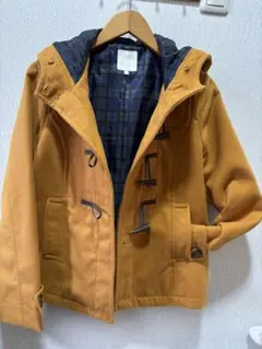 マスタード ダッフルコート フード付き