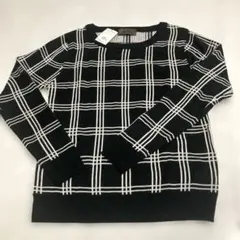 【新品タグ付き】SpRay チェック柄 長袖ニット ブラック F