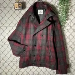 MEN'S BIGI メンズビギ チェック メルトン ウール Pコート M〜Lのサムネイル