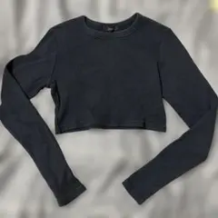 JEANASIS ブラック クロップド長袖Tシャツ Fサイズ