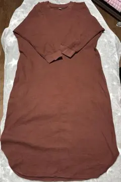 ワッフルシャツ ブラウン長袖 ワンピース Lサイズ UNIQLO ユニクロ