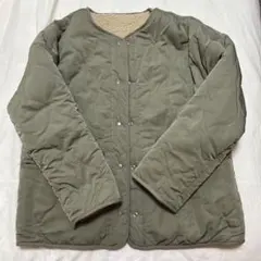 リバーシブルキルティングブルゾン　オリーブグリーン