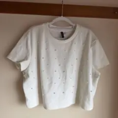 DIVIDED H&M パール付き 半袖Tシャツ ホワイトのサムネイル