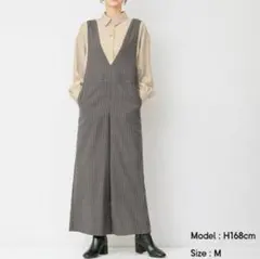 ジーユーGU ストライプサロペット(グレー・ Mサイズ)