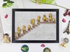 【A4額付きデジタルアート】カピバラビッグフファミリー階段バージョン