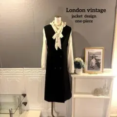 【2万円】London vintage ジレ風　ジャケット　ワンピース
