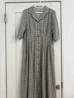 KBF 花柄 シャツワンピース 七分袖