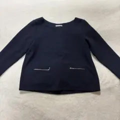 AuieF ネイビー 長袖 トップス ポケット付き