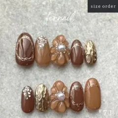 #71【サイズオーダー】ネイルチップ 成人式 結婚式 振袖 普段使い◎ フラワー