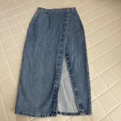 ZARA デニムロングスカート ボタンデザイン