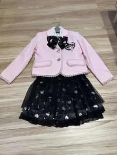 ピンクジャケットとハート柄スカート　【セレモニースーツ120cm】