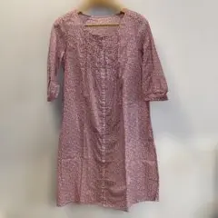 リバティ花柄七分袖ワンピース