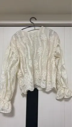 apres jour アイボリー レースブラウス LLサイズ