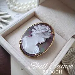 CAMEO 黒蝶貝 カメオブローチ 貴婦人 横顔 彫刻 シェルカメオ ペンダント