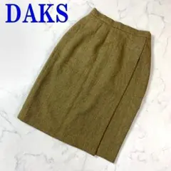 ダックス ひざ丈スカート ウール チェック 茶色 63-90 C8532