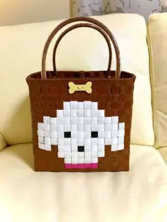 olivaʕ•̫͡•ʔ♡*:.✧様専用　犬の顔デザイン かごバッグS