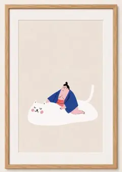 ＜白い猫と力士のまどろみ＞ 現代アート