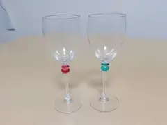 ビーズ付きワインペアグラス【仏製】
