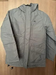 [新品未使用] adidas フード付き中綿入りハーフコート グレー S