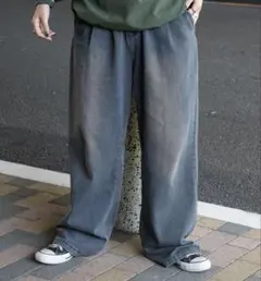 タックワイドデニムパンツ