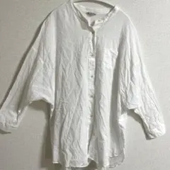 サマンサモスモス　SM2 ホワイト長袖シャツ　リネン　麻　ドルマン　春夏　363