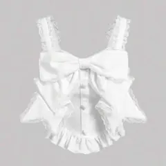 SHEIN MOD リボン付きホワイトフリルビスチェのサムネイル