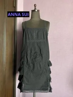 ANNA SUI アナスイ ワンピース インド綿 刺繍 レース 黒のサムネイル