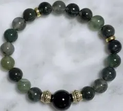 A*H様 モスアゲート インディアンアゲート オニキス デザインブレスレット 天