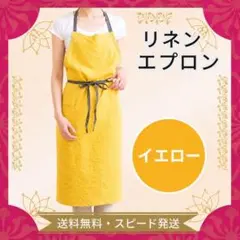 エプロン 大人 おしゃれ 細見え 生地やや厚手 黄色 料理教室 カフェエプロンのサムネイル