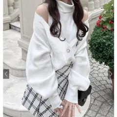 ニット パール ホワイト セット アンサンブル