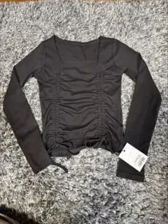 【お値下げ】ダークグレー 長袖 トップス ギャザー入り
