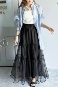 【新品未使用】チュールレイヤード ティアードロングスカート　クラシカエルフ