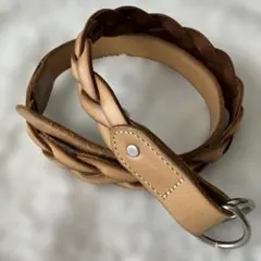 ベージュ レザー 編み込みベルト