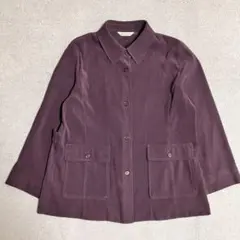 シャツジャケット　ミドル丈　ゆったり　大きめポケット　ボルドー　きれいめ　レトロ