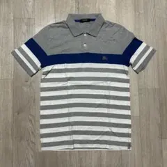バーバリーブラックレーベル 半袖 ポロシャツ ボーダー柄 ロゴ刺繍