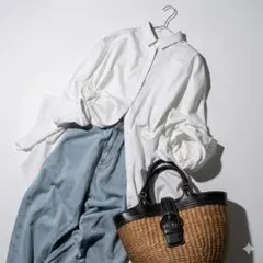 L【Re:EDIT】安田美沙子コラボ オーバーサイズ チュニックシャツ 白 美品のサムネイル