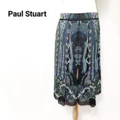 【美品】ポールスチュアート ペイズリー総柄シルキーフレアスカート シアー 8のサムネイル